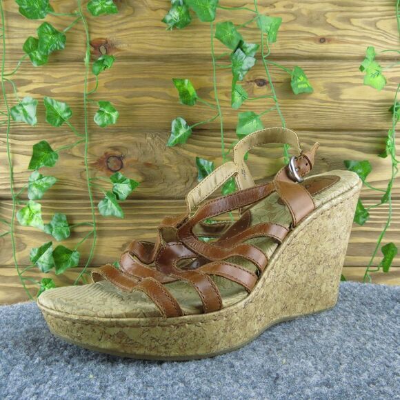 Born Concept Women Strappy Sandal Shoes Size 9‎ Medium Brown Leather - Picture 1 of 10